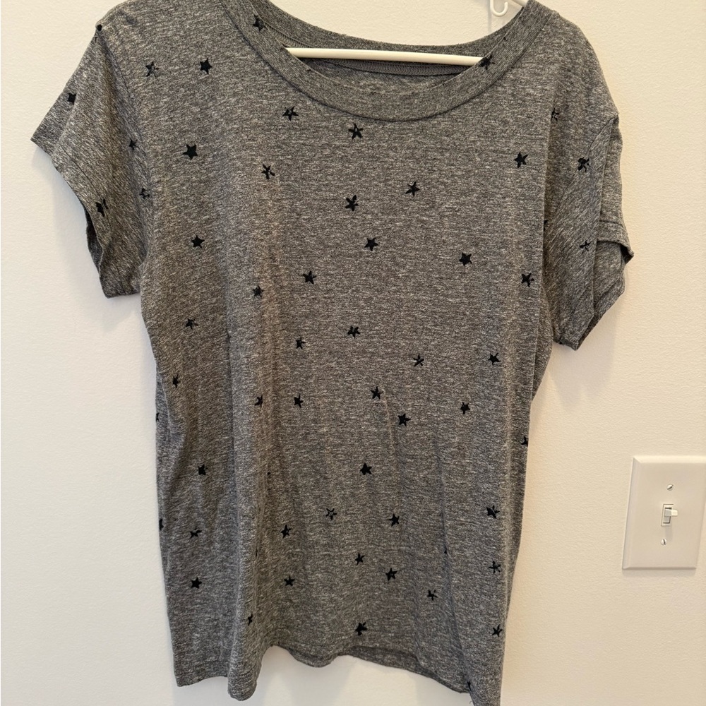 Current/Elliott Gray Star Print Short Sleeve Tee